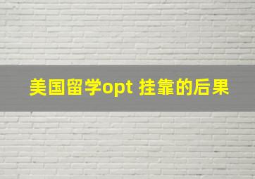 美国留学opt 挂靠的后果